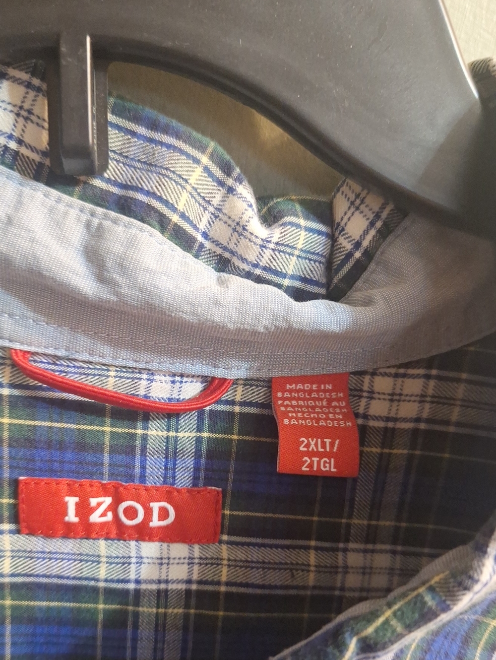 Izod Blue and Green Plaid Button-Down Shirt